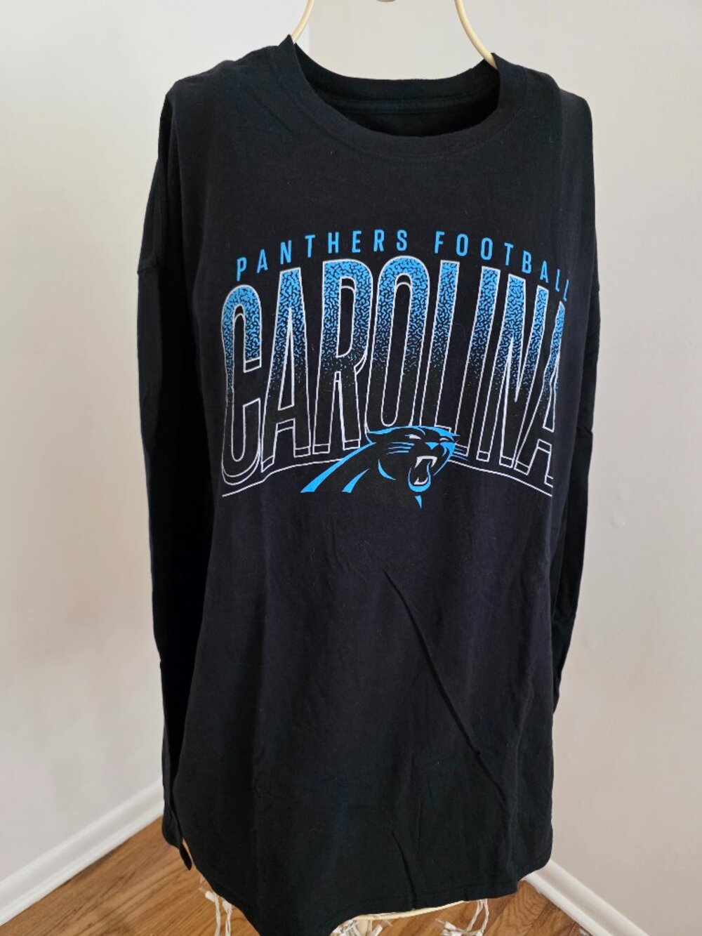 NFL Carolina Panthers Long Sleeve Shirt 2XT 2X Tall Team Apparel Black